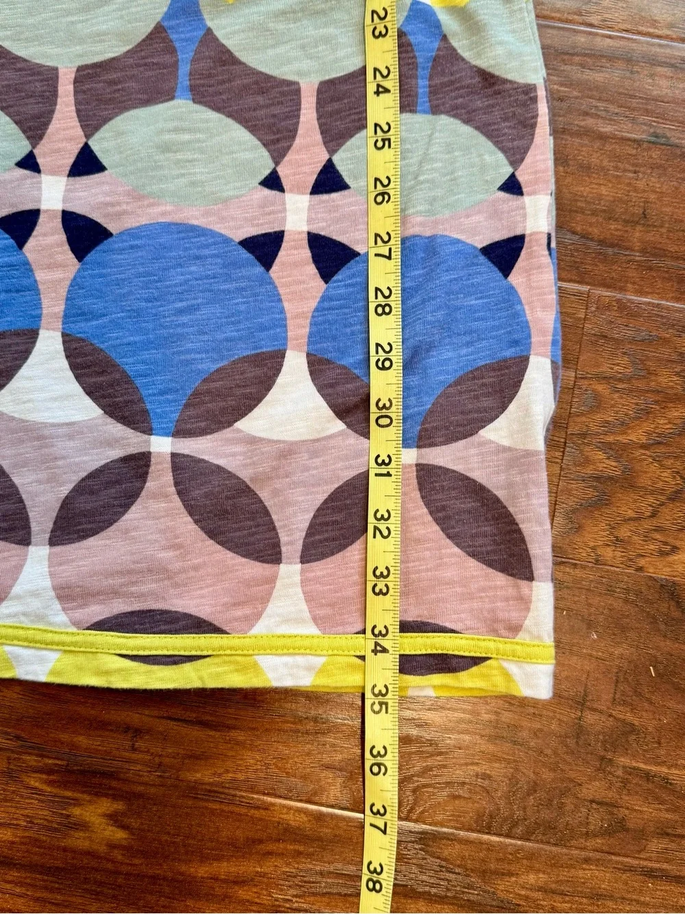 Boden Blue & Yellow Geometric Print Knit Sleeveless Shirt Dress Size 4 - Picture 6 of 7